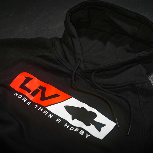 Red Logo Hoodie Black - LIV FISHING