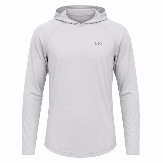 Hooded Grey Sunshirt - LIV FISHING