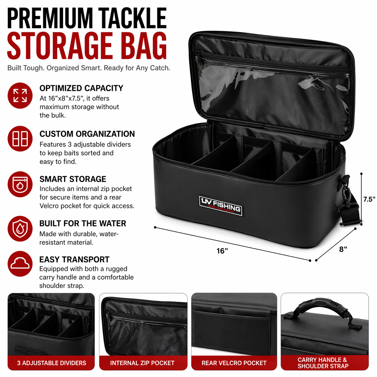 LIV Fishing Tackle Tote Large – Water-Resistant Soft Plastic Bait Storage Bag Adjustable Dividers LIV Fishing Tackle Tote Large – Water-Resistant Soft Plastic Bait Storage Bag Adjustable Dividers