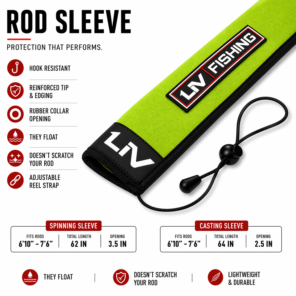Lime Green Rod Sleeve - LIV FISHING