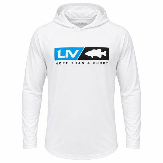 Hooded LIV White Sunshirt - LIV FISHING