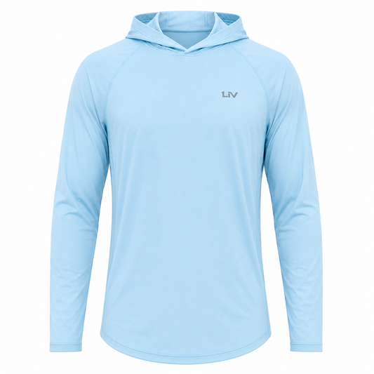 Hooded Light Blue Sunshirt - LIV FISHING