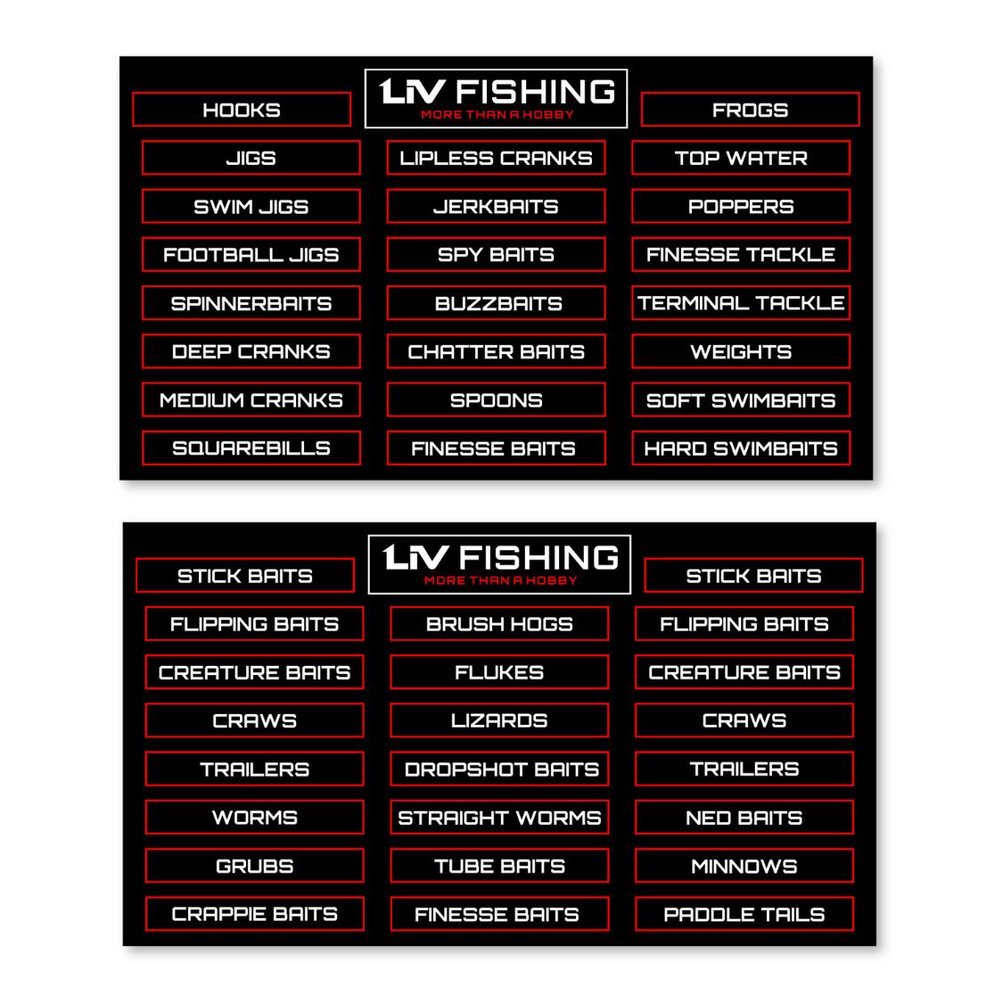 Tackle Label Sheet Pack - LIV FISHING