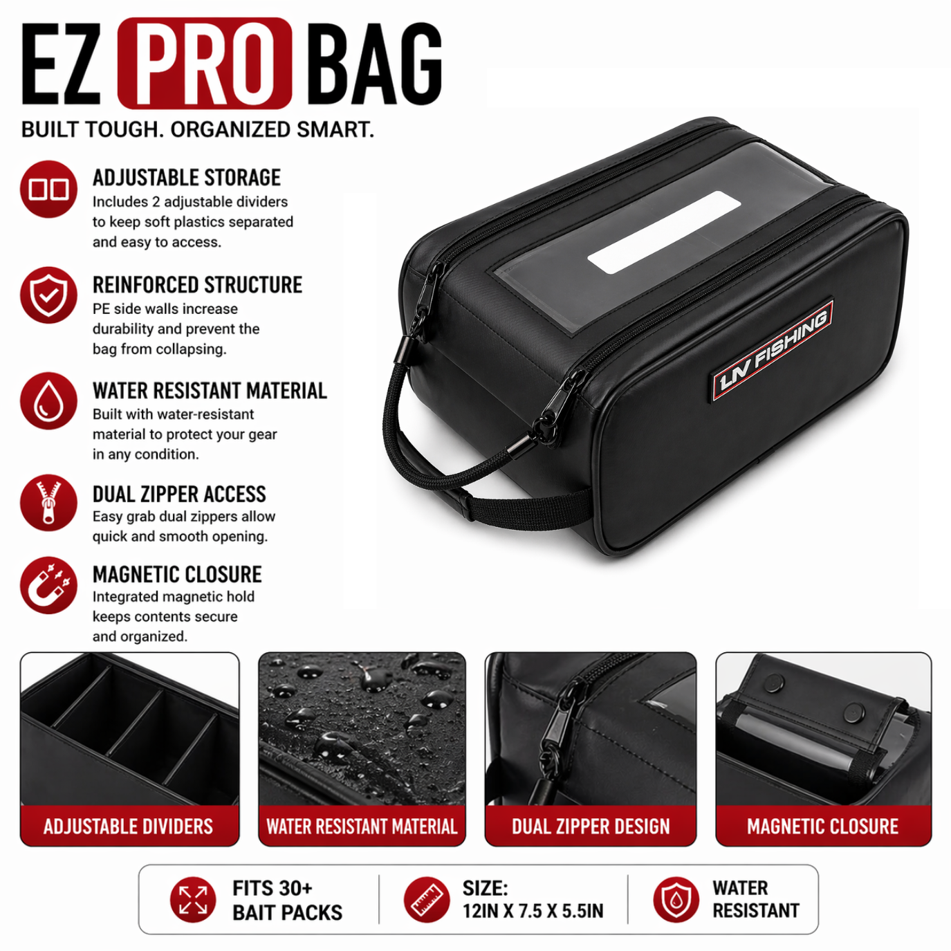 LIV Fishing EZ Tackle Bag STANDARD – Waterproof Dual-Zipper Soft Bait Storage Bag LIV Fishing EZ Tackle Bag STANDARD – Waterproof Dual-Zipper Soft Bait Storage Bag