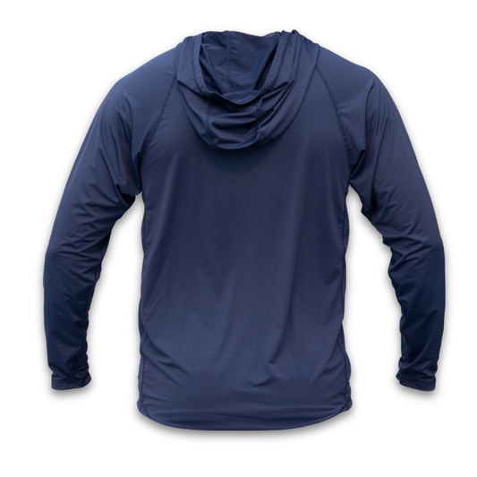 Hooded Navy Blue Sunshirt - LIVE 2 FISH